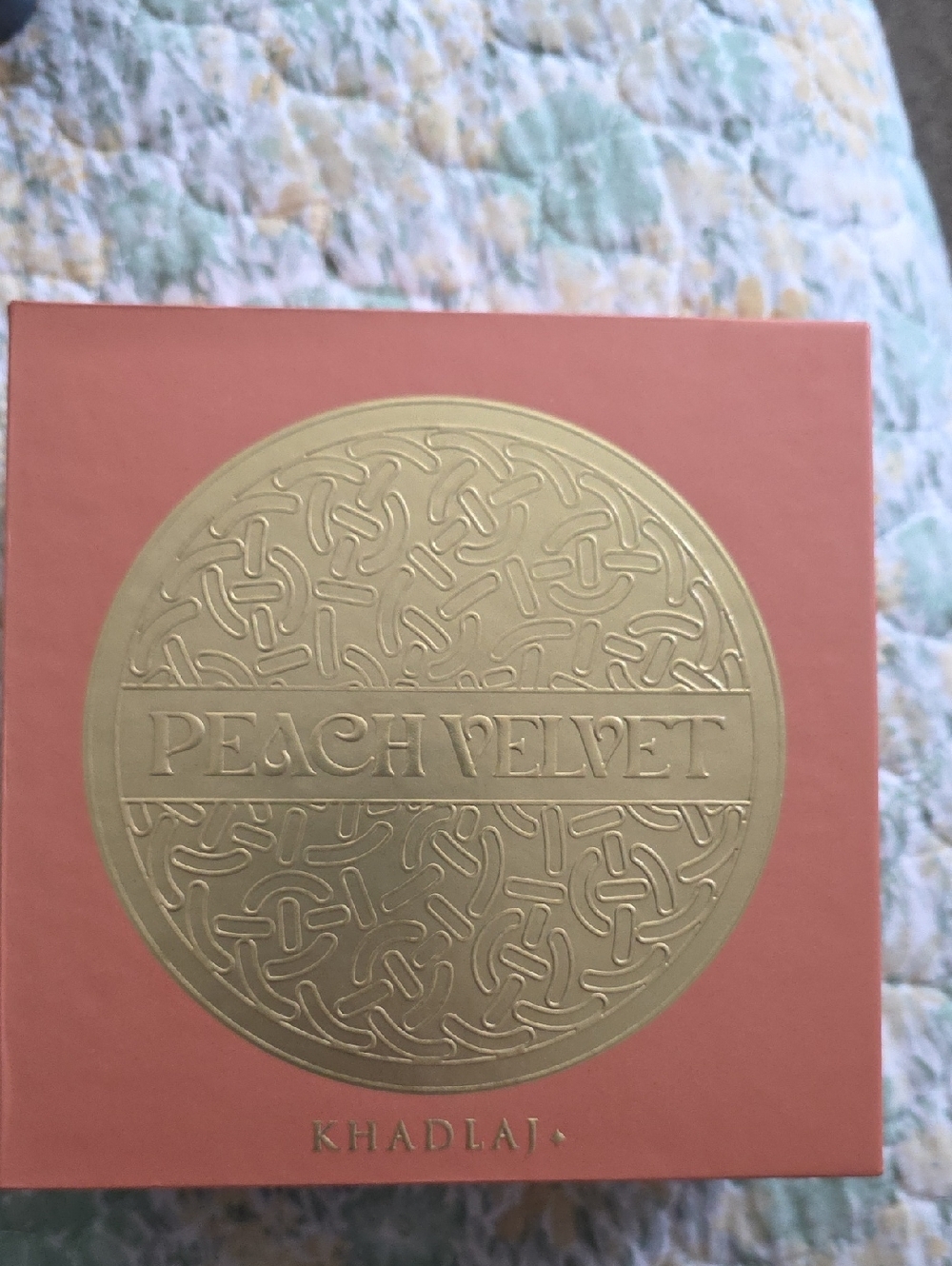 Peach Velvet Decorative Coffee Table Book - Peach with Gold Emblem